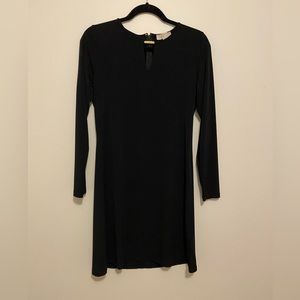 Michael Kors black a line knee length stretch dress with long sleeves